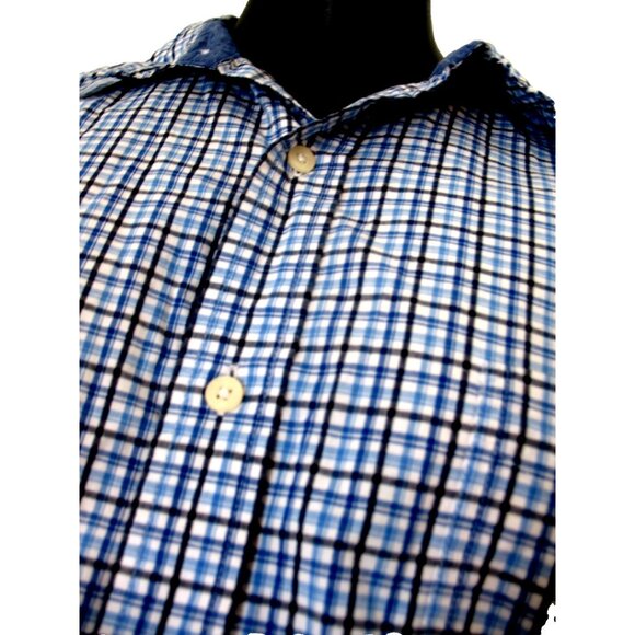 CHAPS Men's Button Front Long Sleeve Blue Plaid Size XXL - Picture 3 of 14